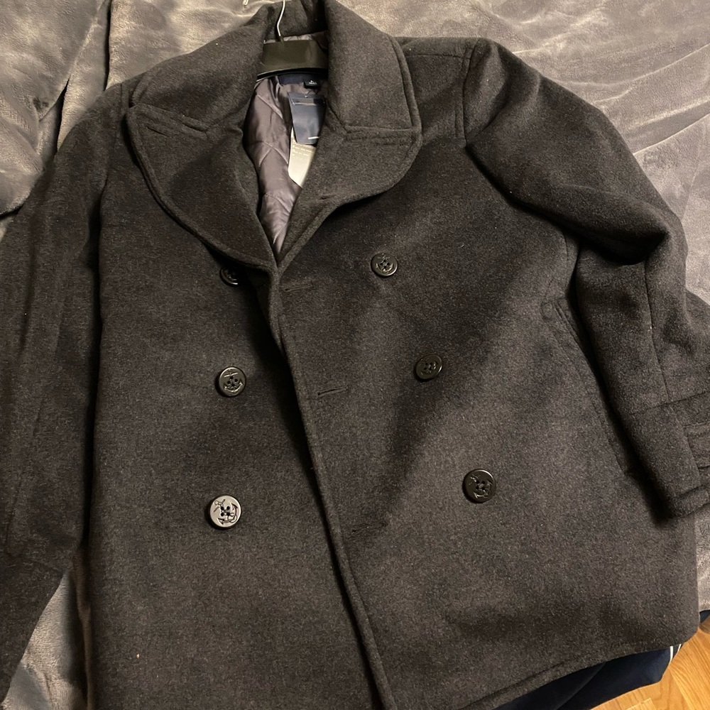 Lands end grey pea coat
